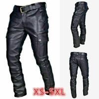 Nuevos pantalones de cuero casuales de PU de color sólido simple a la moda de talla grande para hombres talla S-5XL - details 2