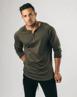 Camisetas deportivas para hombre, camiseta informal de algodón con cuello Henry - details 18