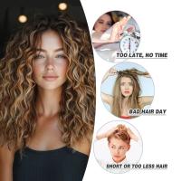 Extensiones de cabello con Clip de 18 pulgadas, permanente de maíz, pelo ondulado corto y rizado, peinado sin costuras, postizos gruesos invisibles - details 1