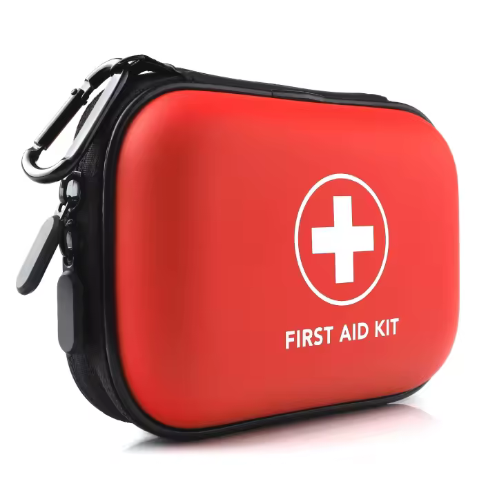 Mini Kit de primeros auxilios, estuche pequeño de carcasa dura resistente al agua, perfecto para viajes, exteriores, hogar, oficina, Camping, senderismo, coche, rojo, 100 piezas - 1