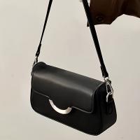 Bolso Cruzado Negro Minimalista Resalto Arco Dorado, Cierre Magnético, Forro de Poliéster, Perfecto para Uso Diario - details 1