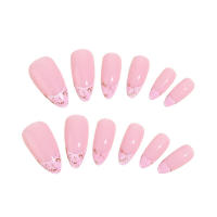 Uñas rosas con decoración de lazo 3D, uñas postizas a prueba de manchas, decoración DIY - details 4