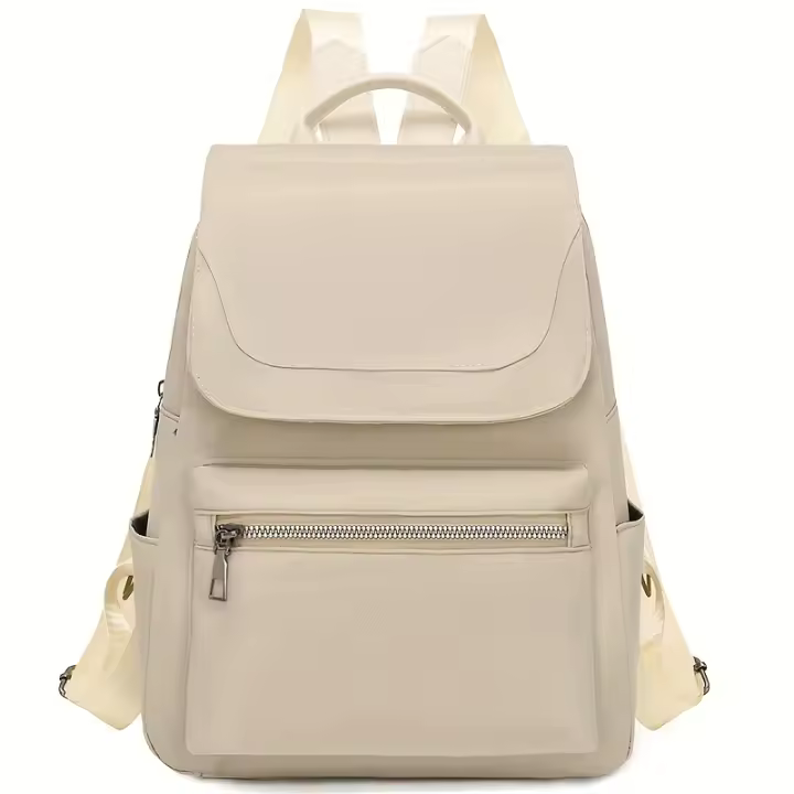 Mochila Mujer Nylon Beige, Gran Capacidad, Ligera, Escuela, Trabajo - 1