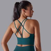 Sujetador de yoga sin costuras para mujer, sujetador deportivo cruzado de alto impacto, a prueba de golpes, top corto, transpirable, antisudor - details 5