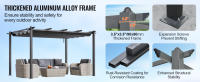 SucceBuy Pérgola retráctil para exteriores de 10'x13' con dosel, estructura de aluminio, parasol moderno para patios, jardines, terrazas y patios traseros - Gris - details 1