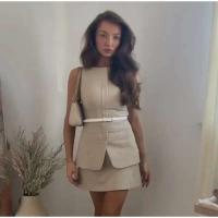 Vestido Mini Casual Cucaracha de Cintura Alta con Top sin Mangas hasta la Cintura - details 21