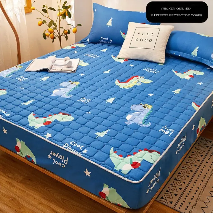 Funda protectora de colchón acolchada gruesa para pareja de 2 personas, Sábana bajera elástica de lujo, almohadilla de protección de estilo - 1