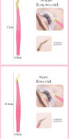 Pinzas para Pestañas Profesionales en Acero Inoxidable Rosa Anti-Estático No Magnético Herramienta de Maquillaje para Extensión de Pestañas 3D - details 2
