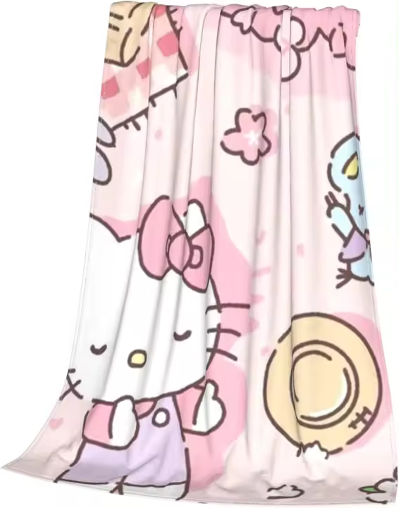 Manta de lana de franela Cat de Hello Kitty, suave, nueva moda, manta rosa, cama, sofá, cama, dormitorio - 1