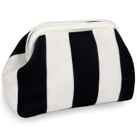 Bolso de mano de playa a rayas de ganchillo para mujer, bolso plisado de dumpling, color bloqueado, Verano - details 1
