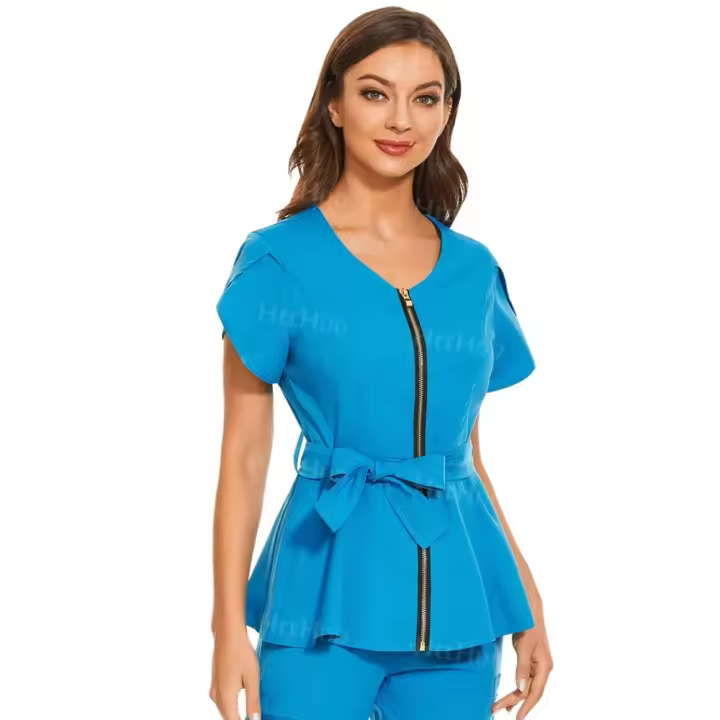 Uniformes de Spa de belleza, camisa de manga corta a la moda, bata médica de alta calidad, uniforme veterinario para mujer, chaqueta de enfermería suave superior - 1