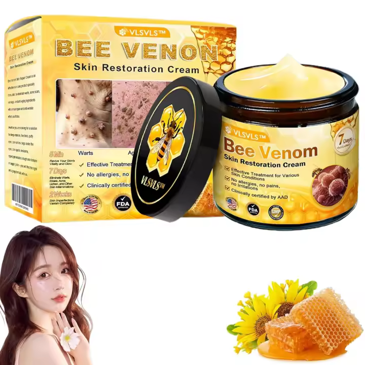 Crema de tratamiento de la piel con veneno de abeja profesional de restauración, crema integral con veneno de abeja VLSVLS, repara, hidrata y levanta 3 pulgadas - 1