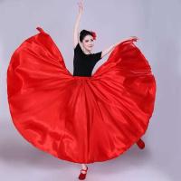 Vestido de bailarina gitana de danza del vientre, swing flamenco español largo satinado brillante de 360/720 grados, varios colores - details 0