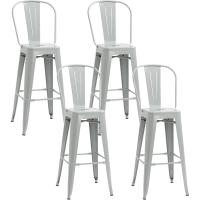 Silla de Comedor de Metal con Reposapiés para Comedor Carga 120 kg 44x49x116 cm Gris Plata - details 0