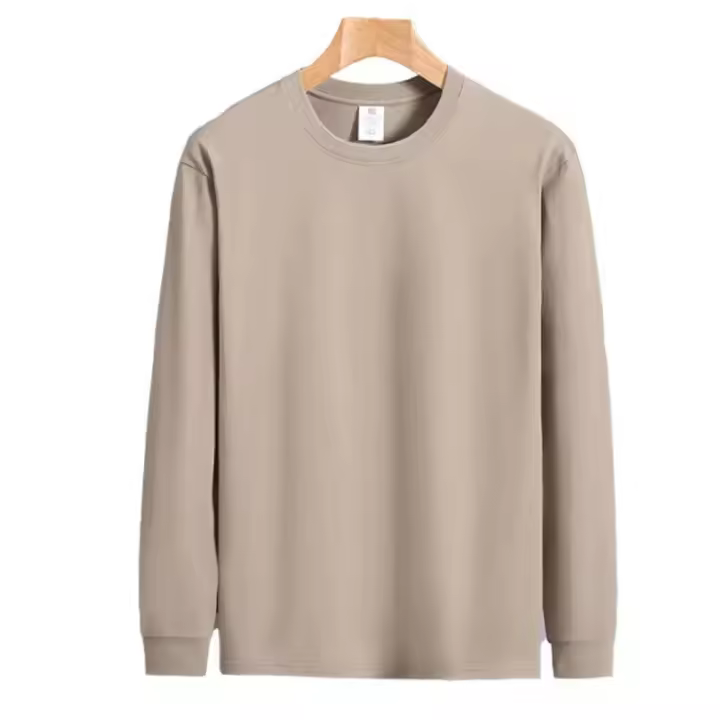 Camisa básica de algodón de manga corta con cordón para hombre, 260g, primavera, tres agujas, Color sólido, para calidez y resistencia al frío - 1