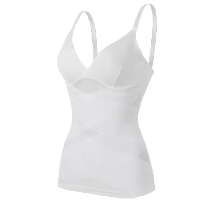 Sujetador incorporado para mujer, camiseta sin mangas, corsé de malla cruzada de compresión, Control de barriga, moldeador de cuerpo, corpiño adelgazante con cuello en V, ropa interior Sexy - 1