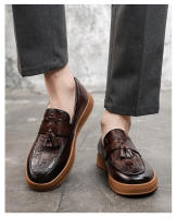 Zapatos casuales para hombres tendencia que aumenta los zapatos de cuero de cabeza redonda mocasines transpirables británicos - details 2