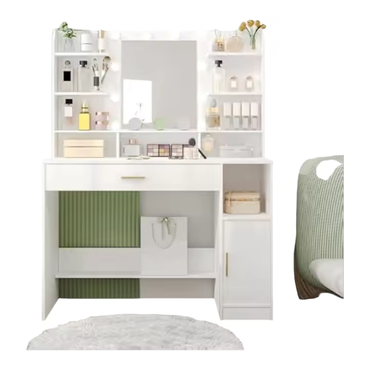 Luz LED de Brillo Ajustable, con Cajones y Almacenaje, Estantes Abiertos, para Dormitorio, Armario, Blanco DT19903X - 1