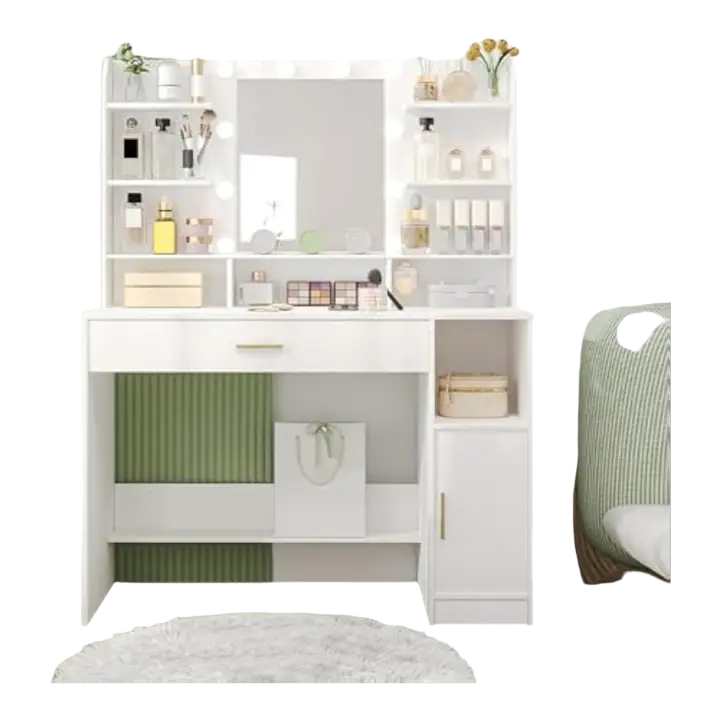 Luz LED de Brillo Ajustable, con Cajones y Almacenaje, Estantes Abiertos, para Dormitorio, Armario, Blanco DT19903X - 1