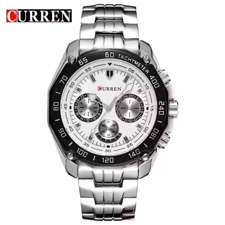 Reloj de Cuarzo CURREN 8077 Resistente al Agua Empresarial Casual con Correa de Acero Inoxidable - 1
