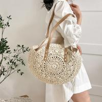 Bolso redondo de paja tejido a la moda, bolso de mano bohemio hecho a mano, bolso de hombro tejido de gran capacidad hueco, bolso de viaje - details 13