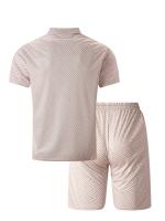 Conjunto Casual de Estampado Tropical para Hombres Camisa con Cremallera y Shorts de Cinturón - details 2