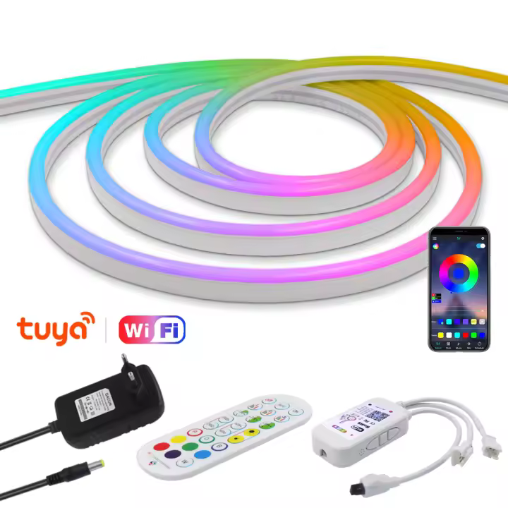 Tira de luces LED RGB direccionable, tubo de luz inteligente con Wifi, neón, Flexible, RGBIC, lámpara de decoración ambiental para Alexa y Google Home, WS2811 - 1