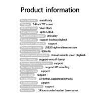 Reproductor de música MP3 con Bluetooth 5,0, Walkman de Audio portátil HiFi con FM/EBook/grabadora/reproductor de vídeo MP4 (gris plateado) - details 5