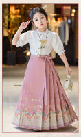 Conjunto de falda con cara de caballo para niñas chinas, color rosa, nuevo estilo occidental de alta gama, estilo antiguo Ming Hanfu Tang para niños - details 6