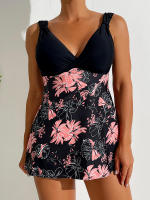 Bikini estampado con cuello en V para mujer, traje de baño de dos piezas, Tankini, ropa de playa de verano - details 1