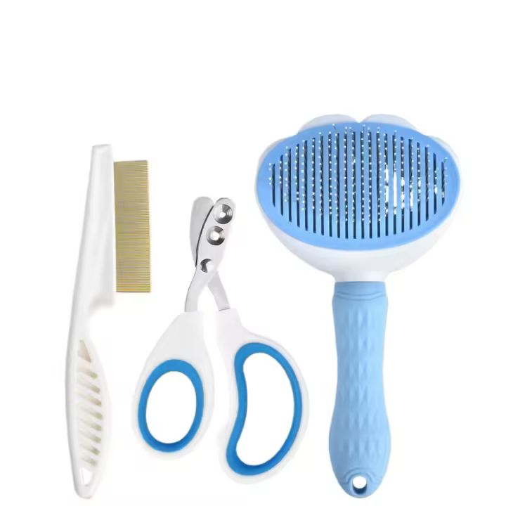 Kit de limpieza y depilación de mascotas, 3 piezas para cortar uñas, dientes gruesos, peines de pulgas, productos Depiladores - 1
