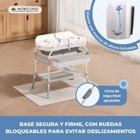 Cambiador de bebés con bañera 2 en 1, Trendy, Ajustable 4 alturas, Termómetro, Ruedas freno, Cesta almacenamiento, Hasta 50 kg, Tubo desagüe, 0-36 meses - details 9