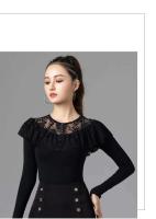 TRE de baile latino con cuello redondo, vestido de noche, disfraz de tango de jazz de color sólido, tops de la serie jersey de la sitio web de venta al por menor de ropa de mujer - details 4