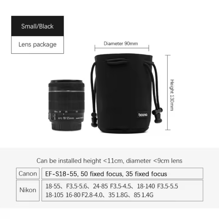 Bolsa de almacenamiento para cámara con correa ajustable, bolsa interior con forro de terciopelo, funda protectora para lente, impermeable al polvo, DSLR, bolsa con cordón para hombre - 1