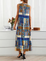 Vestido informal sin mangas con cuello en U para mujer, ropa de primavera y verano con estampado de retales de estilo étnico, 2025 - details 2
