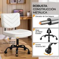 Oficina Ergonómica con Ruedas, Piel Sintética, Escritorio sin Brazos con Altura Ajustable Estudio y Dormitorio, Color Blanco - details 7