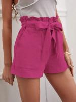 Pantalones Cortos de Verano para Mujer Algodón Transpirable, Cintura Elástica con Bolsillo, Color Sólido, Estilo Casual - details 16