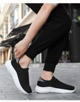 Zapatos deportivos transpirables antiolor para hombre, calzado deportivo de malla tejida con mosca negra de un pie, zapatos informales de suela blanda a la moda, primavera - details 8