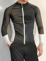 Traje de baño para hombres, de secado rápido de ajuste ceñido traje de buceo, chaqueta de manga larga y pantalones cortos, traje - details 3