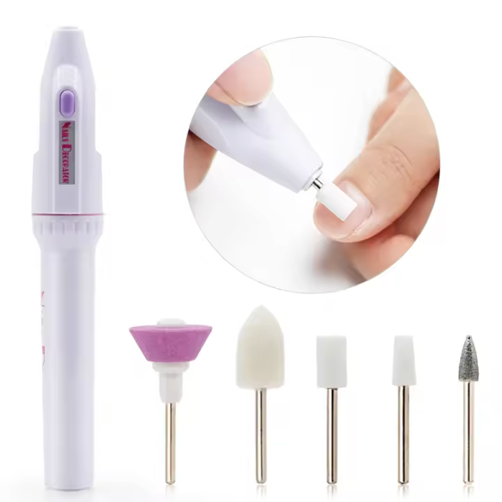 Mini Kit de taladro eléctrico profesional para uñas, batería, pulidora exfoliante, lima de uñas, pluma, máquina de molienda, herramienta para uñas - 1