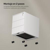 Archivador Móvil con Cerradura Cajonera con Ruedas para Archivos A4 Mueble Archivador Metálico para Oficina Blanco SK024ws - details 7