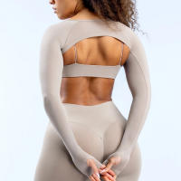 Nuevo chal suave al tacto sin costuras de spandex para mujer, ropa de yoga fitness, elástico, transpirable, chal deportivo de ocio. - details 9