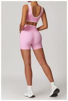 Pantalones cortos de Yoga cruzados de cintura alta, ajustados y Nude, pantalones deportivos de levantamiento de cadera de melocotón, pantalones de Fitness al aire libre para mujer - details 19