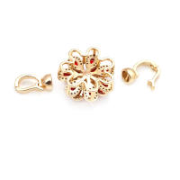 2 juegos de conectores de flores de latón y circonio de Color dorado de 18K para collares, cierres de pulsera, suministros de joyería Diy, accesorios - details 1