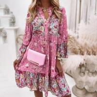 Vestido largo suelto y cómodo de mujer corta en capas, transpirable para uso diario en la playa - details 7