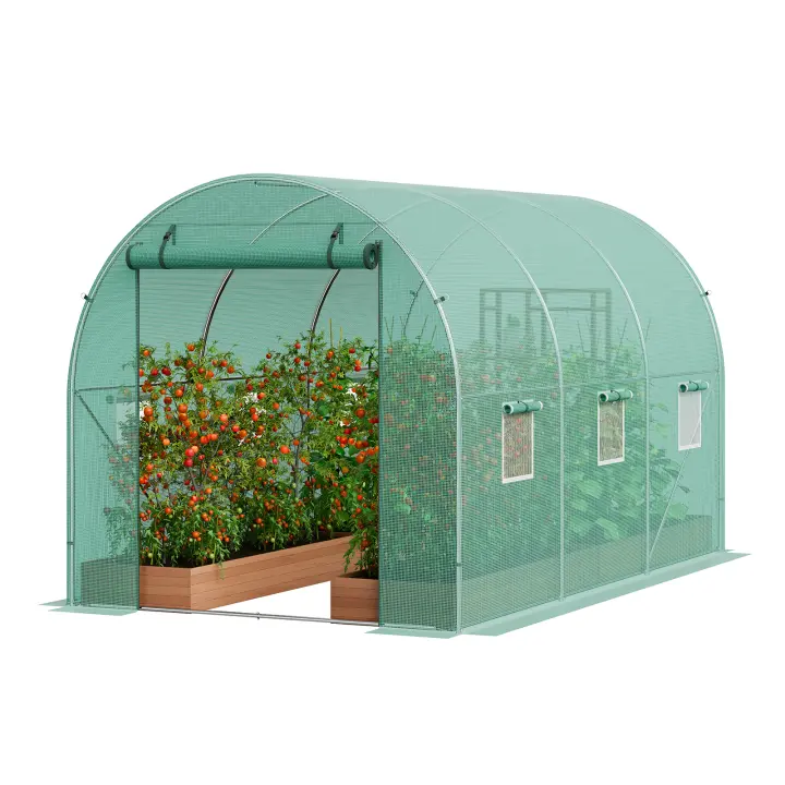 VEVOR-invernadero con estructura de acero galvanizado, invernadero de aro, casa caliente de plantas, cubierta de PE verde - 1