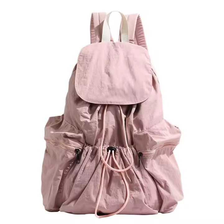 Linda mochila con cordón de estilo coreano, gran capacidad, diseño de nicho, bolsa de nailon suave y ligera, bolsa plegable para libros, bolso de hombro para exteriores - 1