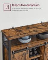 Aparador, Armario de Cocina, Armario de Almacenamiento, con 2 Puertas Correderas, 33 x 100 x 80 cm, Estantes Ajustables, para Salón, Marrón Rústico y Negro - details 8