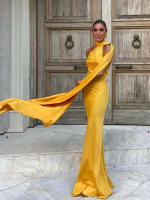 BUNO-Vestido de fiesta con cinta de raso y cuello Halter para mujer, vestidos elegantes sin espalda y con hombros descubiertos, batas lisas para primavera 2025 - details 14