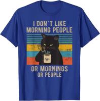 I Hate Morning Mornings and People Coffee Cat Camiseta Gráfica Camisetas para Hombres Mujeres Adolescentes Casual Algodón Diario - details 1